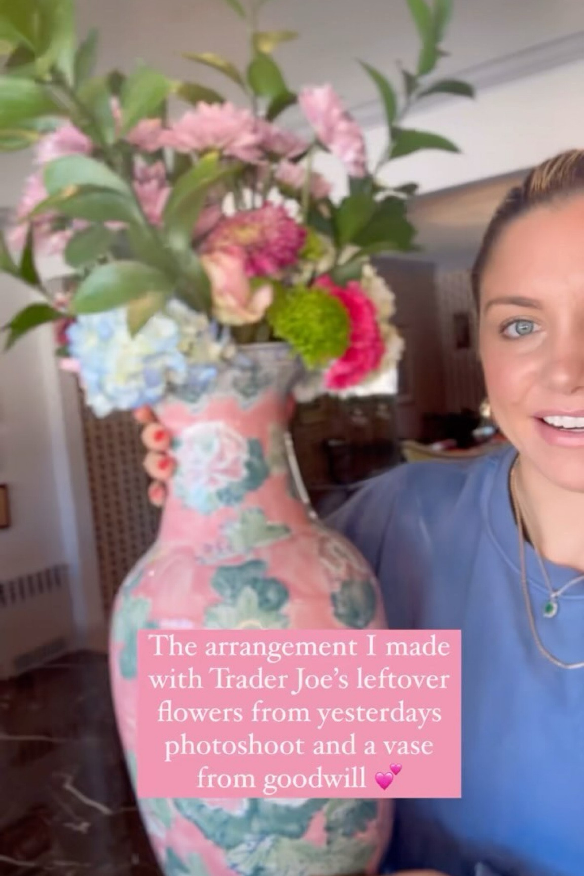 Yesterday morning I spent $50 at Trader Joe’s on flowers for the photoshoot I had with @lifeinthemagichour. We shot my baby girls room and the main colors of the room are pink, blue, and green, so I drew inspiration from there selecting florals. I made 3 small arrangements for the shoot. I had a bunch of leftovers that went perfectly with the vase I sourced at Goodwill earlier this week, so I made this arrangements with them. 

Similar items linked  

#interiordesign #grandmillennialdecor #floraldesign #grandmillennial #njfloraldesigner #colorfulhome #grandmillenial #traderjoesflowers #thriftedhome #goodwillfinds

#LTKHome #LTKFindsUnder100 #LTKStyleTip