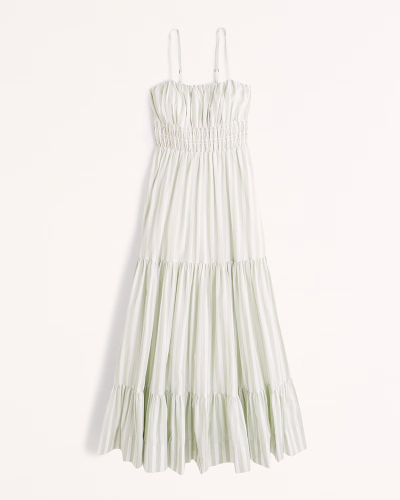 Ruched Waist Tiered Maxi Dress | Abercrombie & Fitch (US)