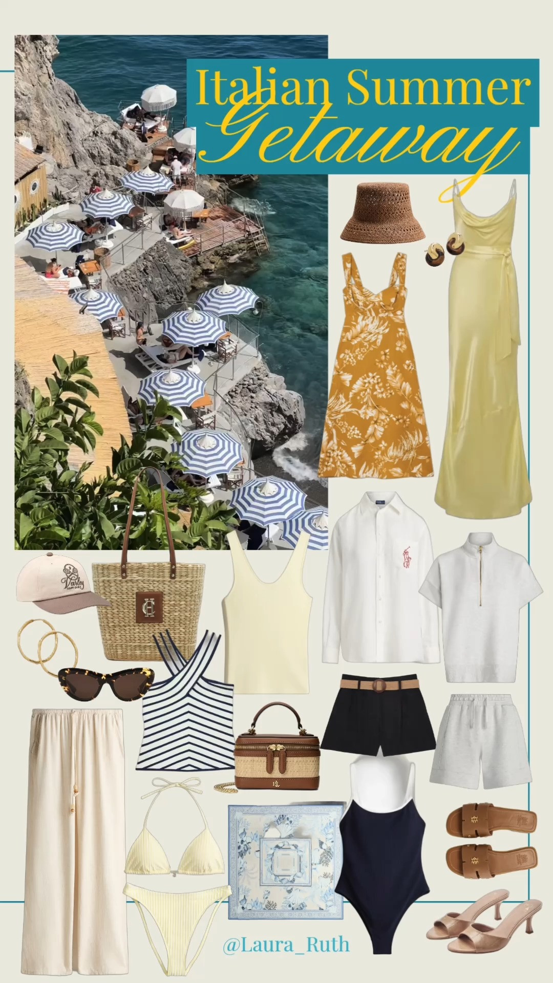 🇮🇹 Italian Summer Holiday Capsule Wardrobe 🌊🍋 Think breezy linen pieces, elegant slip dresses, classic swimwear, raffia accessories, striped coastal pieces, effortless neutrals, and timeless vacation staples you can mix and match all season long. Perfect for Europe trips, beach holidays, resort stays, city strolls, and sunset dinners by the sea.

#LTKsummer #LTKtravel #LTKswimwear