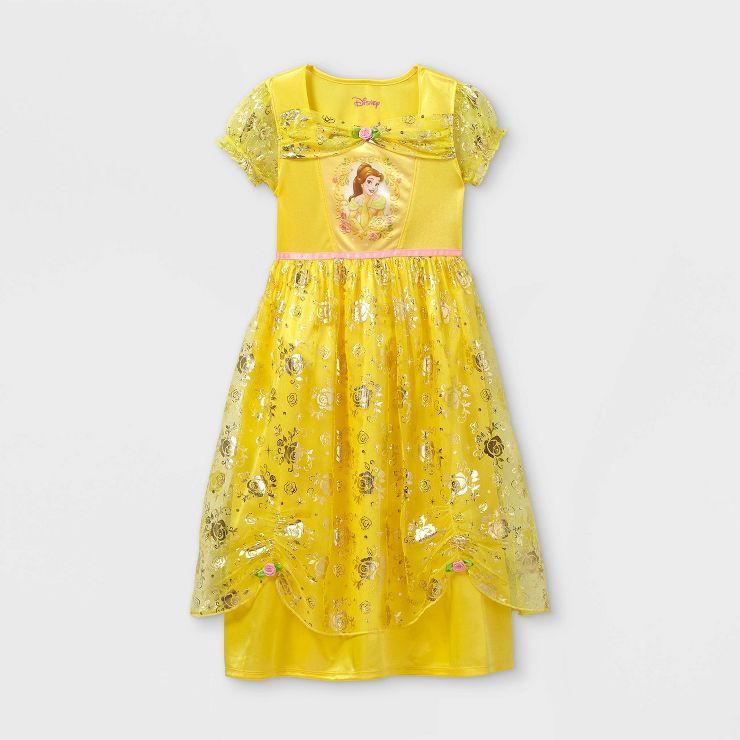 Girls' Disney Princess Belle Easy Fit NightGown - Yellow | Target
