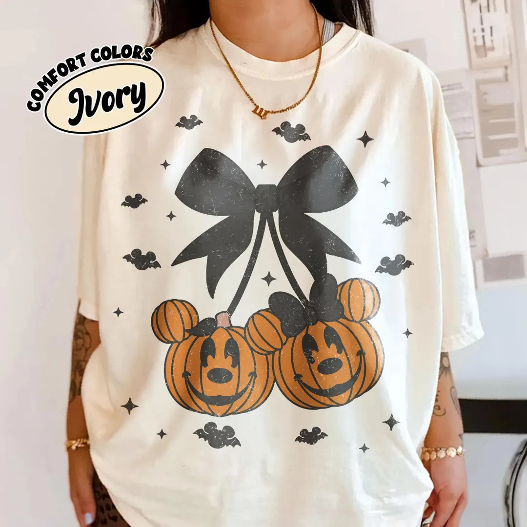 Disney Mickey Pumpkin Coquette Shirt, Minnie Pumpkin Halloween Tee,disney Castle Fall Sweatshirt,... | Etsy (US)