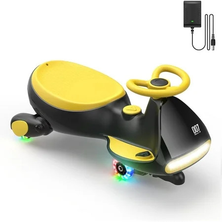 FanttikRide 6V N7 Classic Electric Wiggle Car with Pedal, Rechargeable Battery, CyberWiggle, 2 in 1 Swing Car, 2 Speed, Anti-Rollover, Flashing Wheels, Bluetooth, for Ages 3 and Up, 150 Lbs, Yellow | Walmart (US)