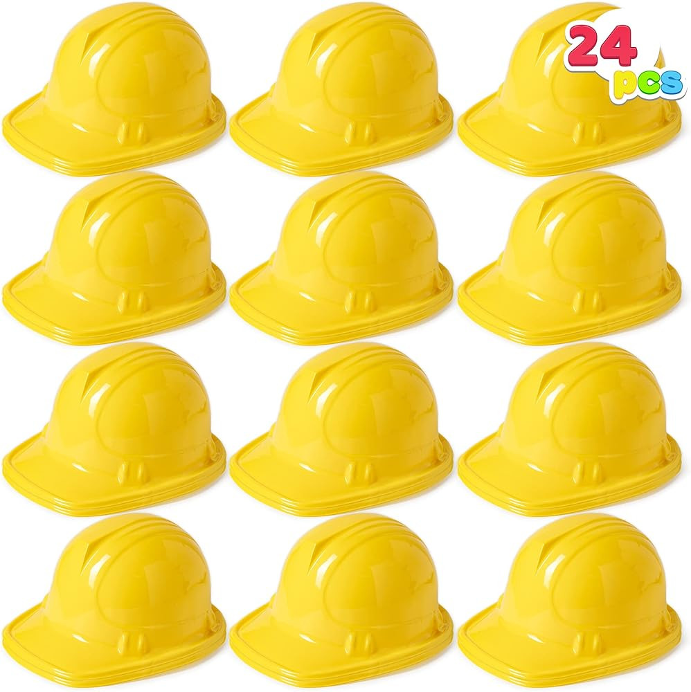 JOYIN 24 Pcs Toy Construction Hard Hats, Soft Plastic Yellow Kids Party Hat, Birthday for Constru... | Amazon (US)