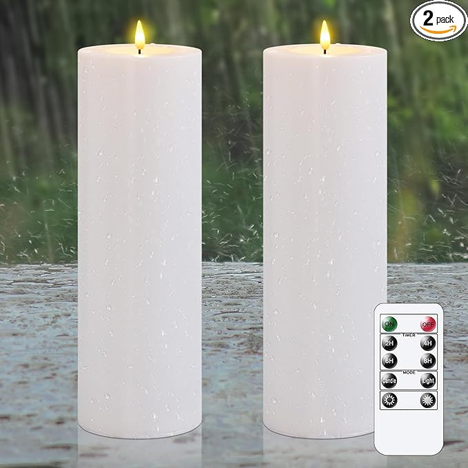 4" x12" Flameless Flickering Waterproof Candles with Remote, LED Battery Operated Timer Plastic W... | Amazon (US)