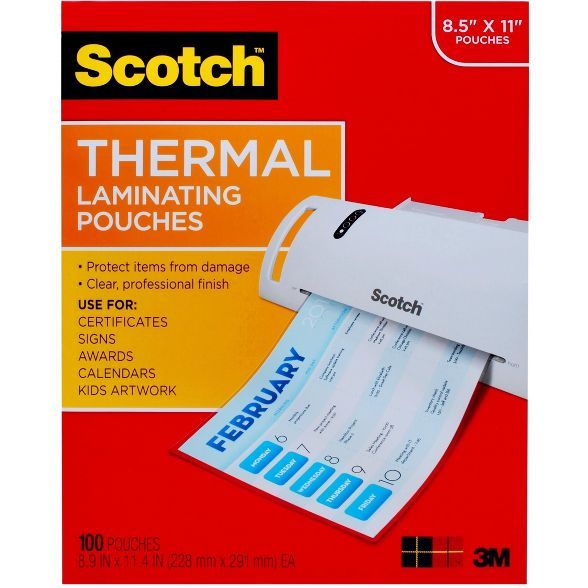 Scotch 100ct 8.5" x 11" Thermal Laminating Pouches | Target