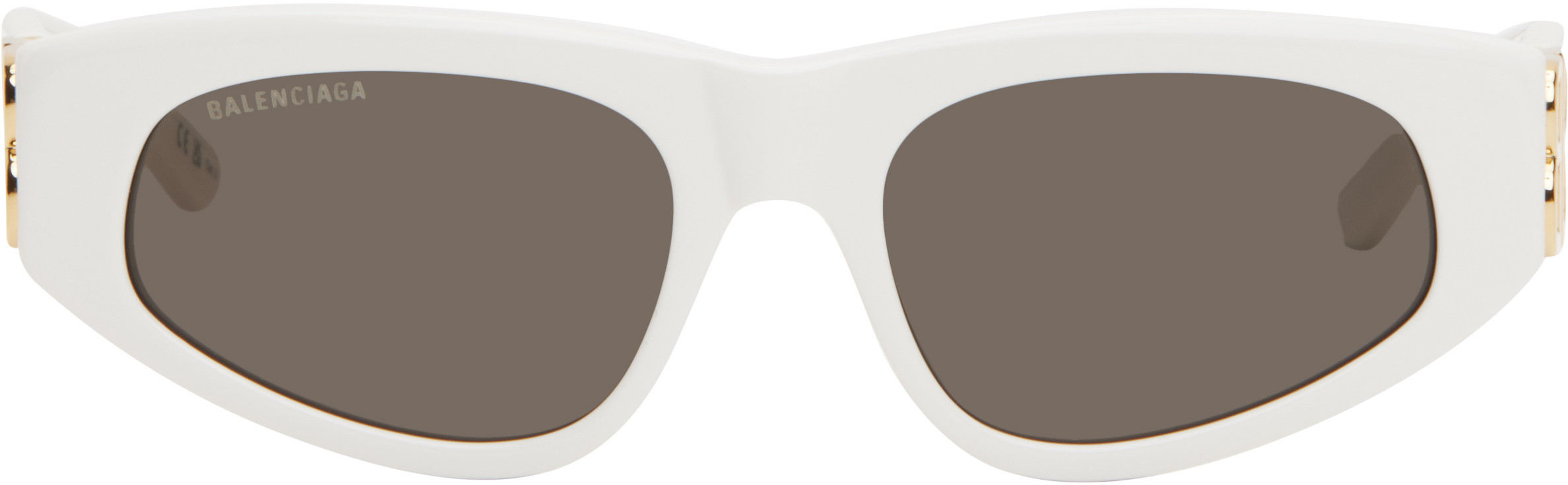 Balenciaga White Dynasty D-Frame Sunglasses | SSENSE