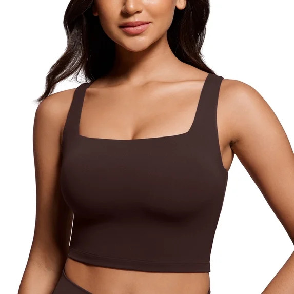 CRZ YOGA Butterluxe Workout Longline Sports Bras for Women Padded Yoga Crop Tops | Walmart (US)