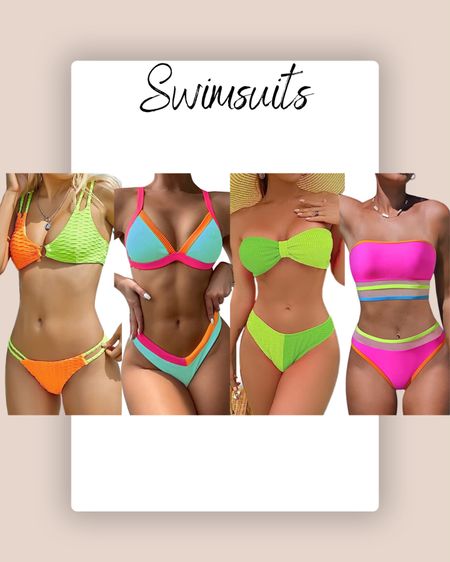 Neon swimsuits, bikini 

#LTKSwim #LTKFindsUnder50 #LTKSeasonal