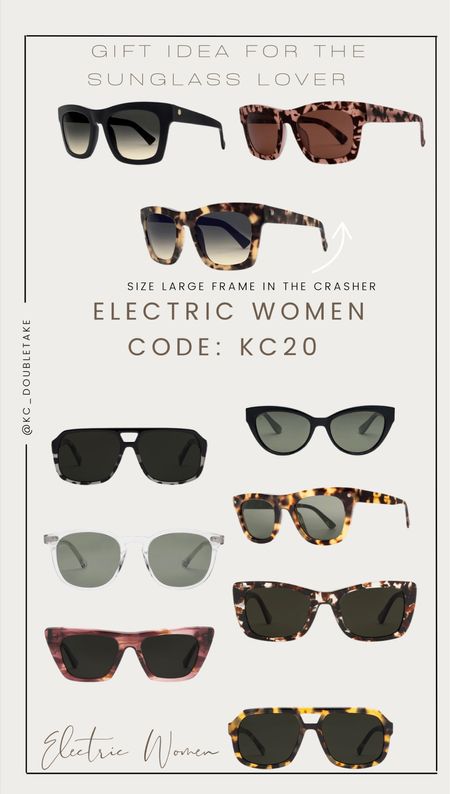 Favorite sunglass brand. 
KC20 for 20% off 
Our most worn- the crasher in large frame .