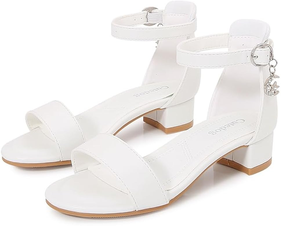 Girls Low Heel Chunky Sandals Wedding Dress Pumps Shoes | Amazon (US)
