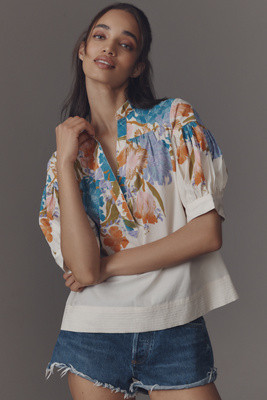 The Yukiko Noritake Darcey Popover Swing Top | Anthropologie (US)