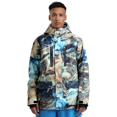 Men's Ski Jacket Snow Coat Waterproof Snowboard Jacket Windproof Insulated Snow Jacket Hooded Warm,Blue M | Amazon (US)