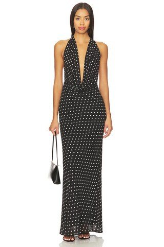 Runaway The Label Lexie Maxi Dress in Black Polka from Revolve.com | Revolve Clothing (Global)