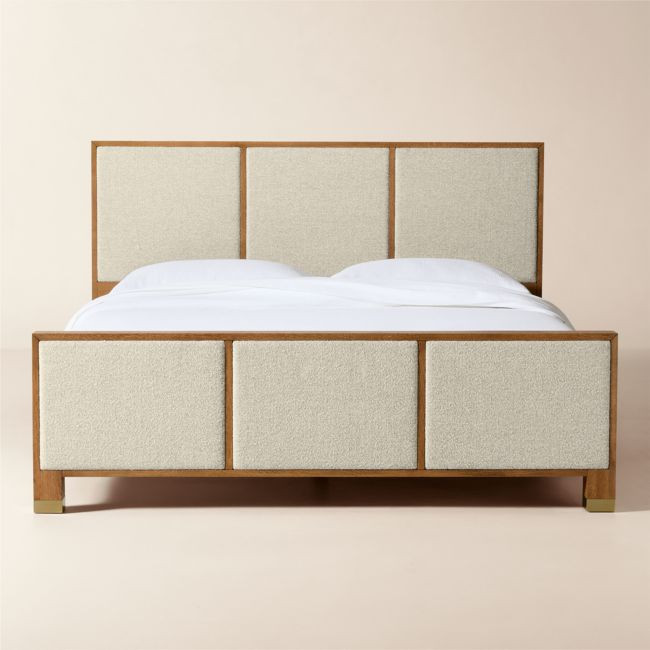 Glenn Oak Upholstered King Bed | CB2