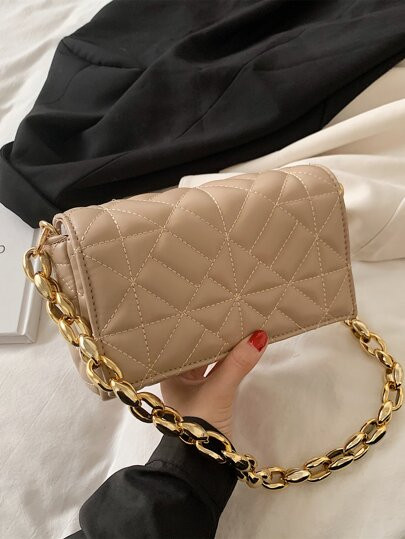 Quilted Flap Chain Shoulder Bag | SHEIN