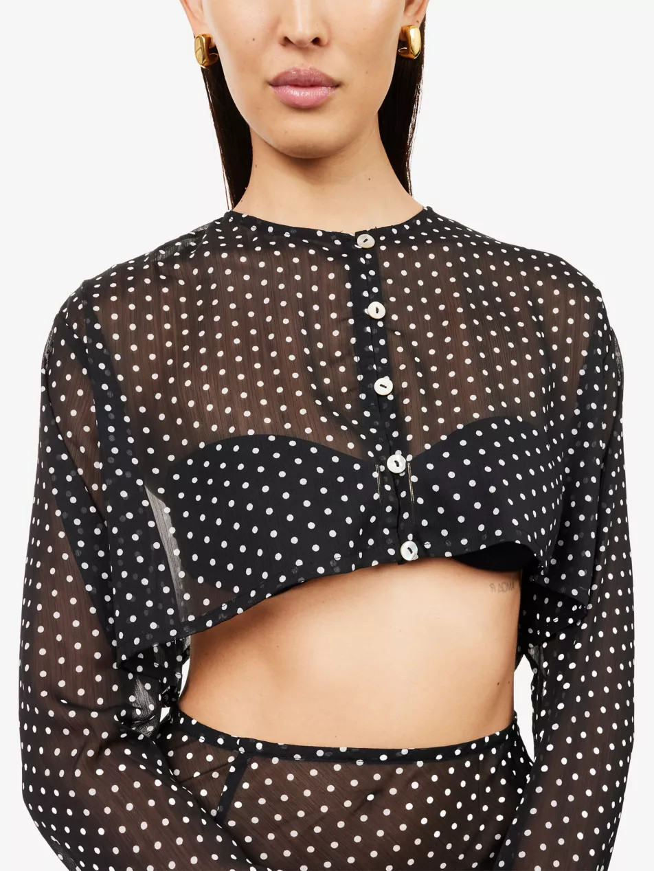 Long-Sleeve Cropped Sheer Top | Selfridges