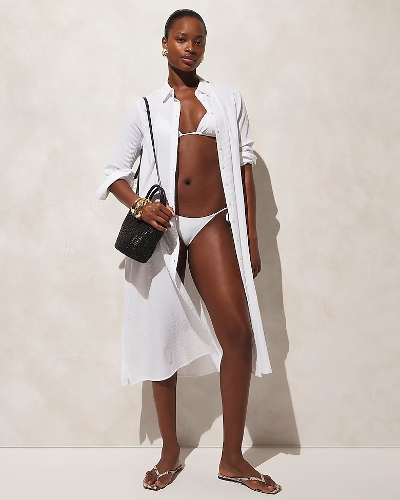 Long beach shirt in airy gauze | J. Crew US