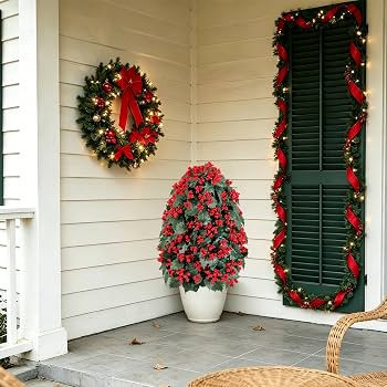 28" Artificial Christmas Berry Plant in Pot, Faux Red Holly Berry Arrangement for Holiday Decor, ... | Amazon (US)