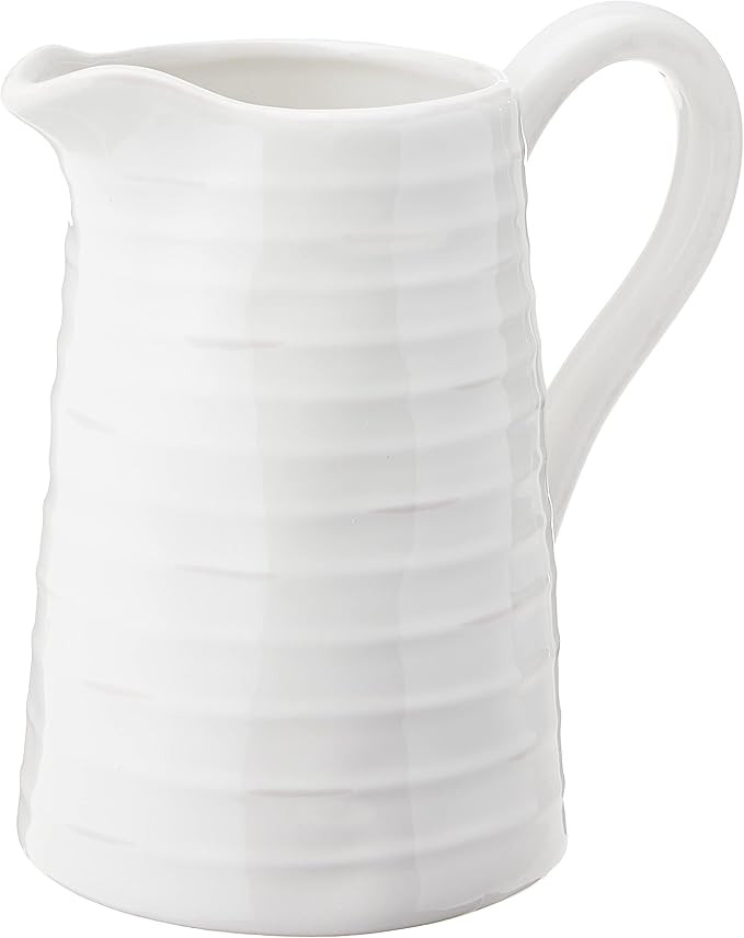 Creative Co-Op DA3081 White Ceramic Pitcher,84 Ounce | Amazon (US)