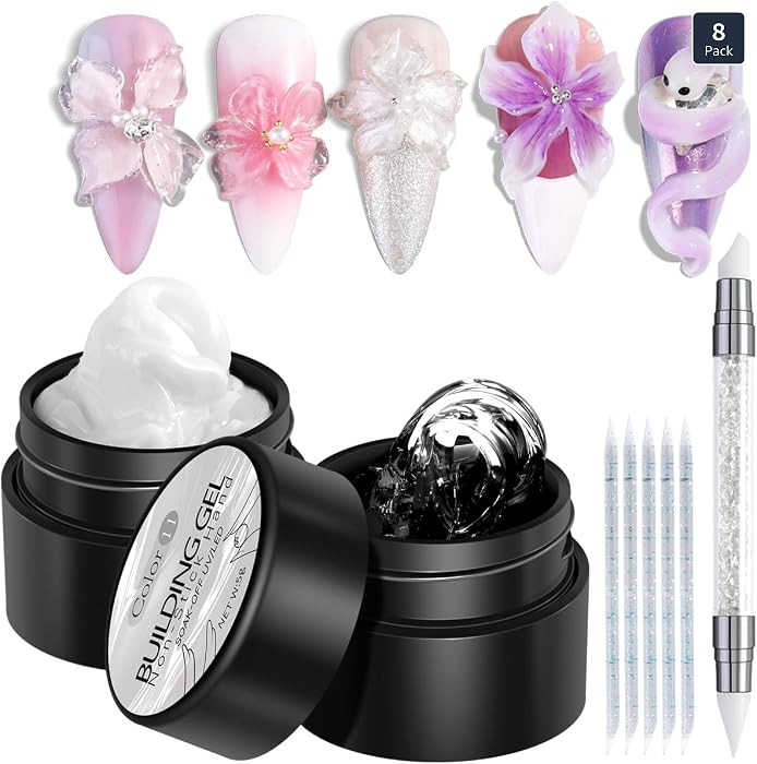Solid Builder Gel Kit, 2PCS Clear and White 3D Sculpting Gel Non-Sticky Hand Carving Gels with Si... | Amazon (US)