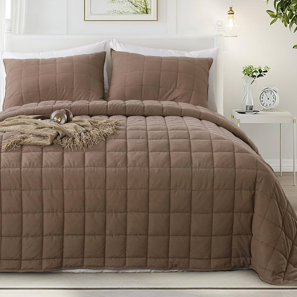 KASENTEX Twin Quilt Set 68"x86" – Soft Washed 3-Layer Lightweight Bedspread, Minimalist Nordic ... | Amazon (US)