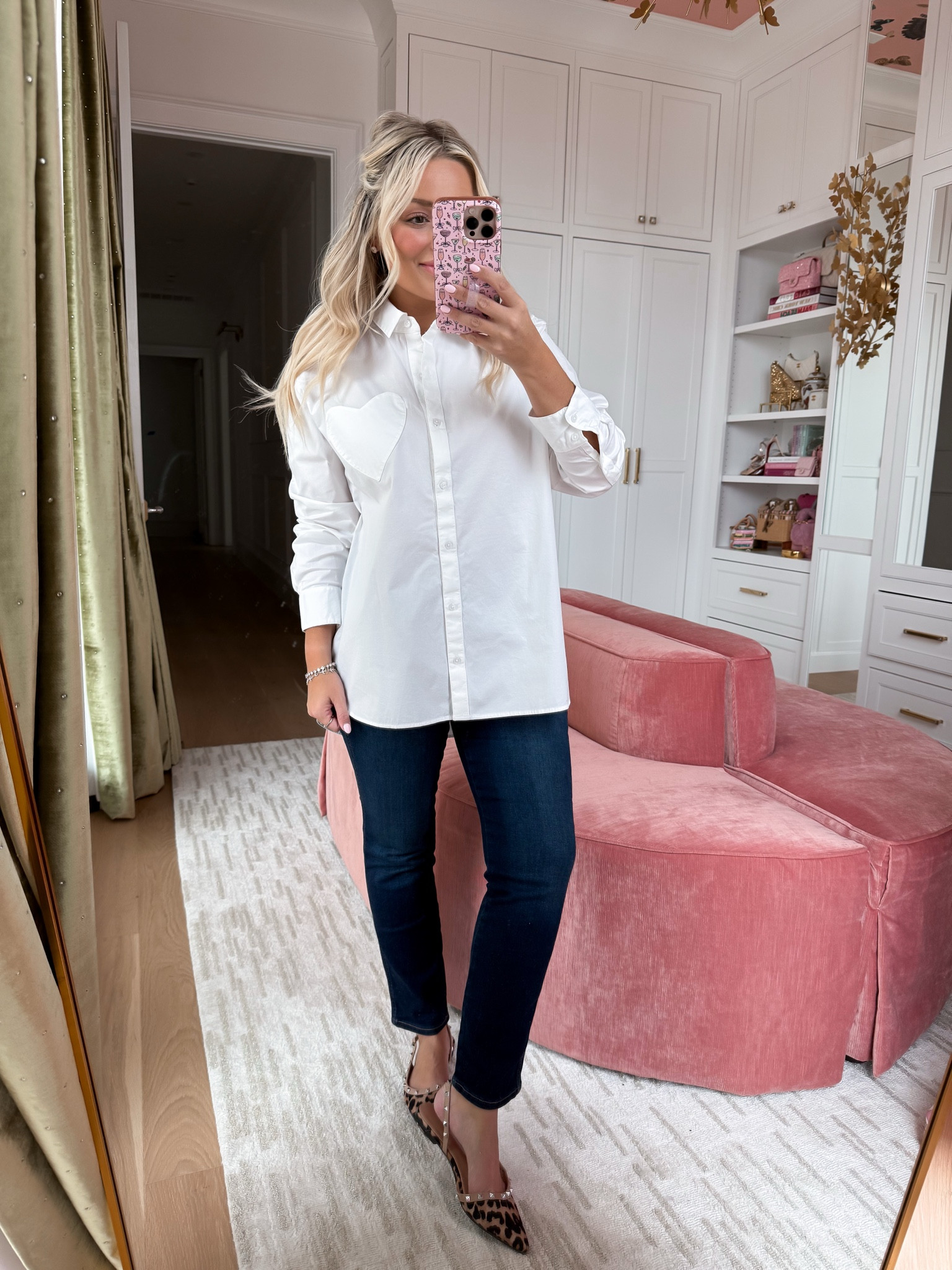 Size small top 
Jeans run TTS!

#LTKWorkwear #LTKPetite #LTKootd