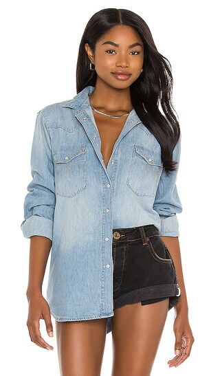 Oil Stained Cowboy Western Shirt in Ash Blue | Revolve Clothing (Global)
