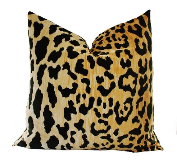 Leopard Velvet Pillow - Leopard Print Pillow Cover - Animal Print Throw Pillow - Gold Pillow | Etsy (US)