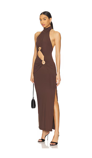 Neve Collar Maxi Dress in Chocolate | Revolve Clothing (Global)