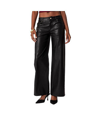 Women's Faux leather straight leg pants - Macy's | Macy's