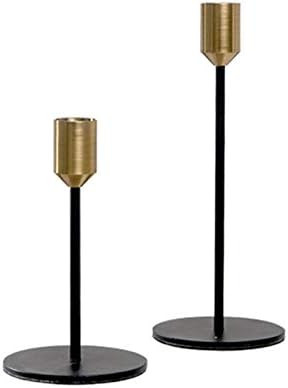 Amazon.com: BWRMHME Brass Gold Black Taper Candlestick Holders Wedding Decoration Skinny Candle H... | Amazon (US)