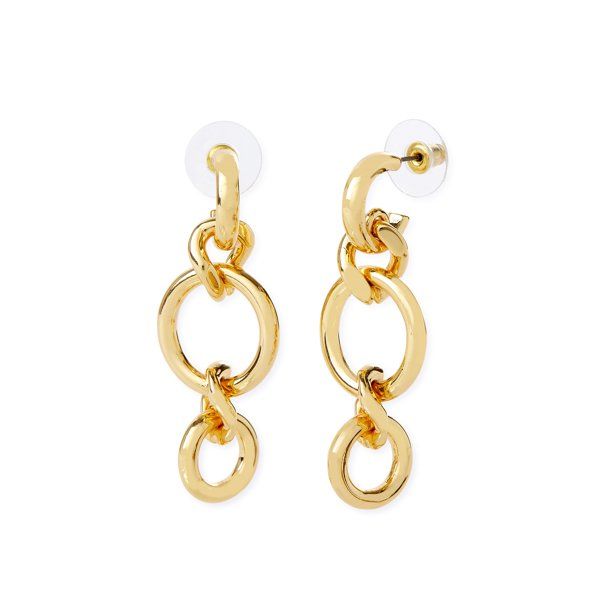 Scoop Women’s 14KT Gold Flash Plated Circle Link Dangle Earrings - Walmart.com | Walmart (US)