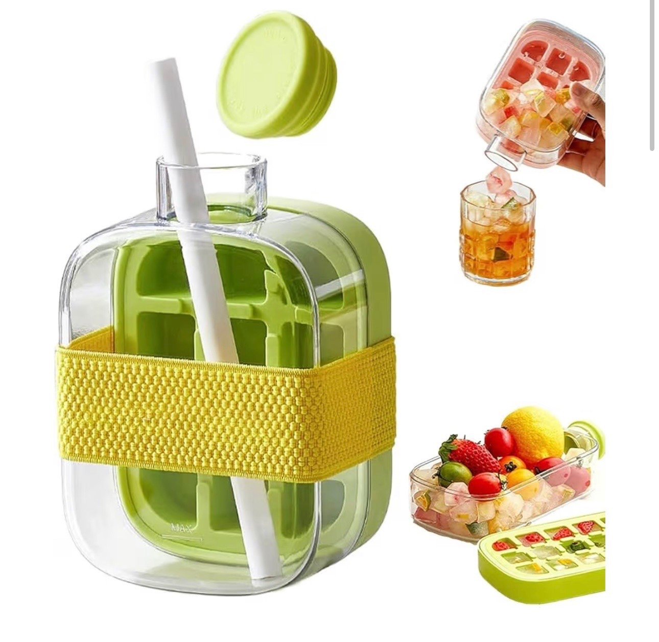 2026 Upgrade 2 in 1 Ice Cube Bottle with Straw,Portable Ice Cube Tray Built in Ice Mold Cup, Press to Release Touch Free Ice Tray Leak Proof Lid for Outdoor Office Travel Home Essential (Green, 17 oz)

#LTKMothersDay #LTKmomlife #LTKfoodie