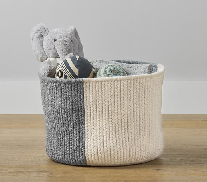 Two Toned Wool Blend Basket | Pottery Barn Kids