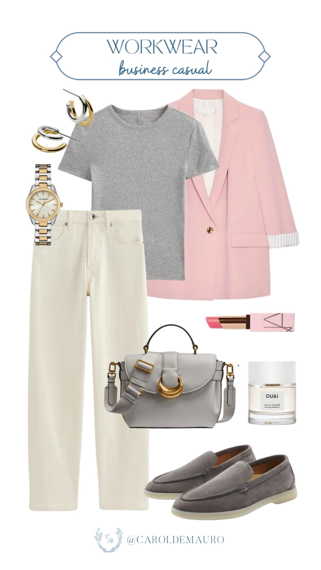 Nothing beats a good blazer and loafer combo! Obsessed with these neutral tones mixed with a pop of pink! Your new go-to for meetings followed by a quick lunch date.

office look, workwear, corporate chic, work to weekend, capsule wardrobe, ootd, elevated basics, casual chic

#LTKSeasonal #LTKootd #LTKWorkwear