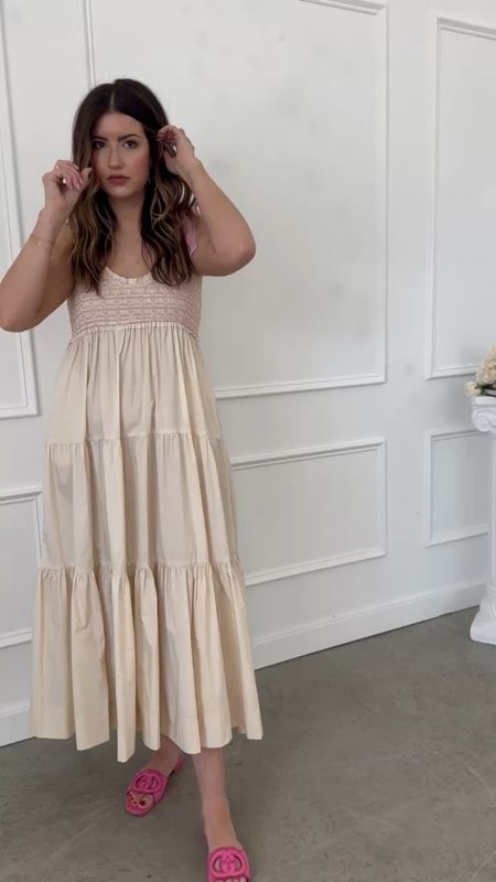 The prettiest maxi dress with pink bow straps! We're obsessed! Would be too cute with a baby girl bump! 

#LTKFindsUnder100 #LTKBump
