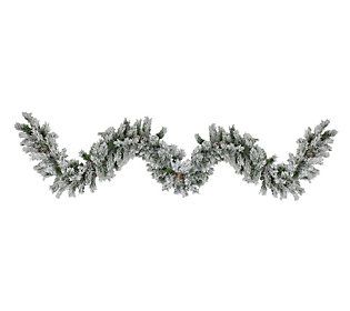 Northlight 9' x 10"" Flocked Pine Garland with P inecones | QVC