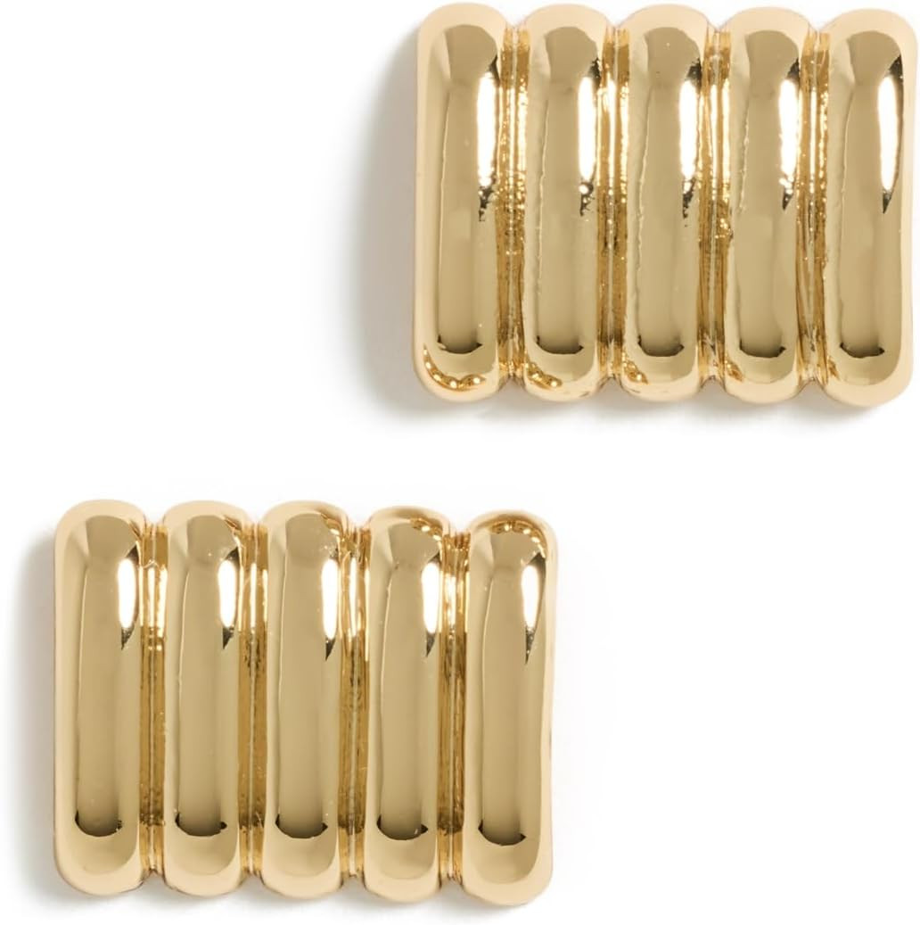 Heaven Mayhem Clemmie Earrings – Women’s Ribbed Curved Design Minimalist Earrings, Classic Lightweight Pair for Pierced Ears | Amazon (US)