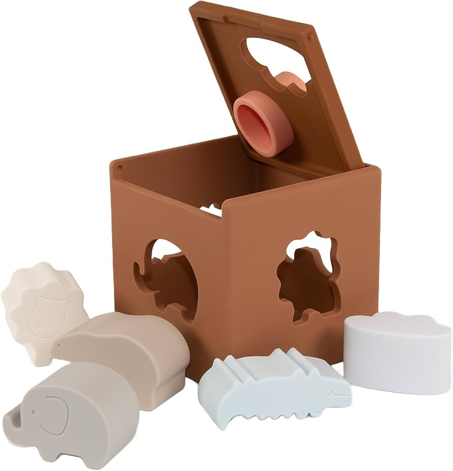 elbebe Silicone Shape Matching Blocks Set - Montessori Cube - Shape Sorter Toys for Toddlers 1-3 ... | Amazon (US)