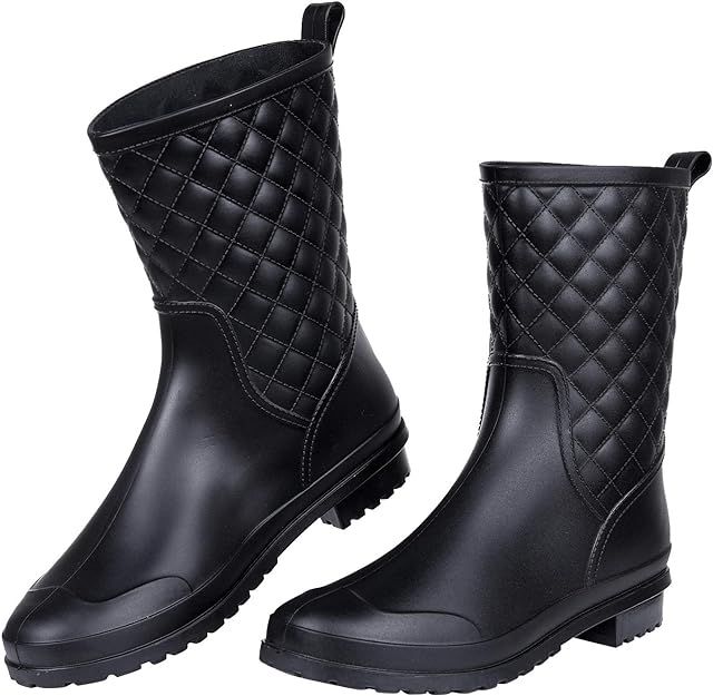 Women's Mid Calf Rain Boots Waterproof Lightweight Garden Shoes | Amazon (US)