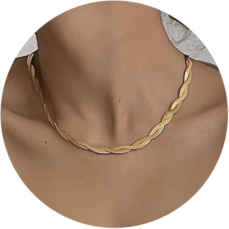 Tewiky Herringbone Necklace for Women Dainty 14k Gold Snake Chain Necklace Layered Gold Herringbo... | Amazon (US)