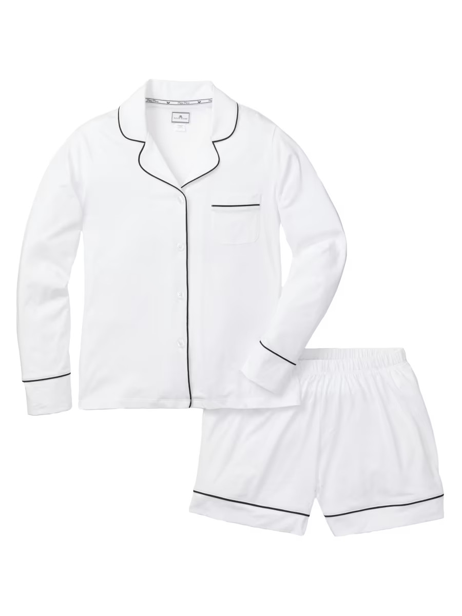 Shop Petite Plume ​Long-Sleeve Top &amp; Shorts Pajama Set | Saks Fifth Avenue | Saks Fifth Avenue