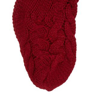 24 in. H Knitted Polyester Christmas Stocking with Pom Ball-Red | The Home Depot