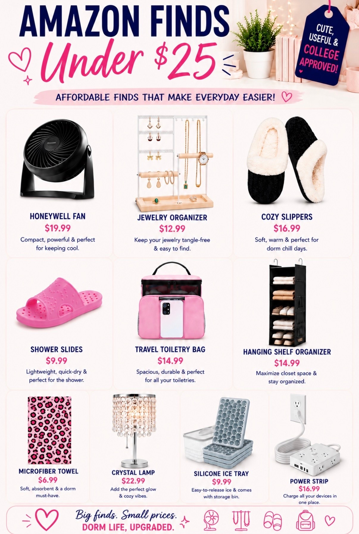 ✨ Amazon finds that look expensive… without the expensive price tag. 💕 From cozy dorm must-haves to organization essentials, these under-$25 favorites make college life easier, cuter, and way more functional. Which one are you adding to your cart first? 🛒🎓

#AmazonFinds #DormEssentials #CollegeGirl #DormRoomDecor #BackToCollege

#LTKU #LTKHome #LTKmomlife