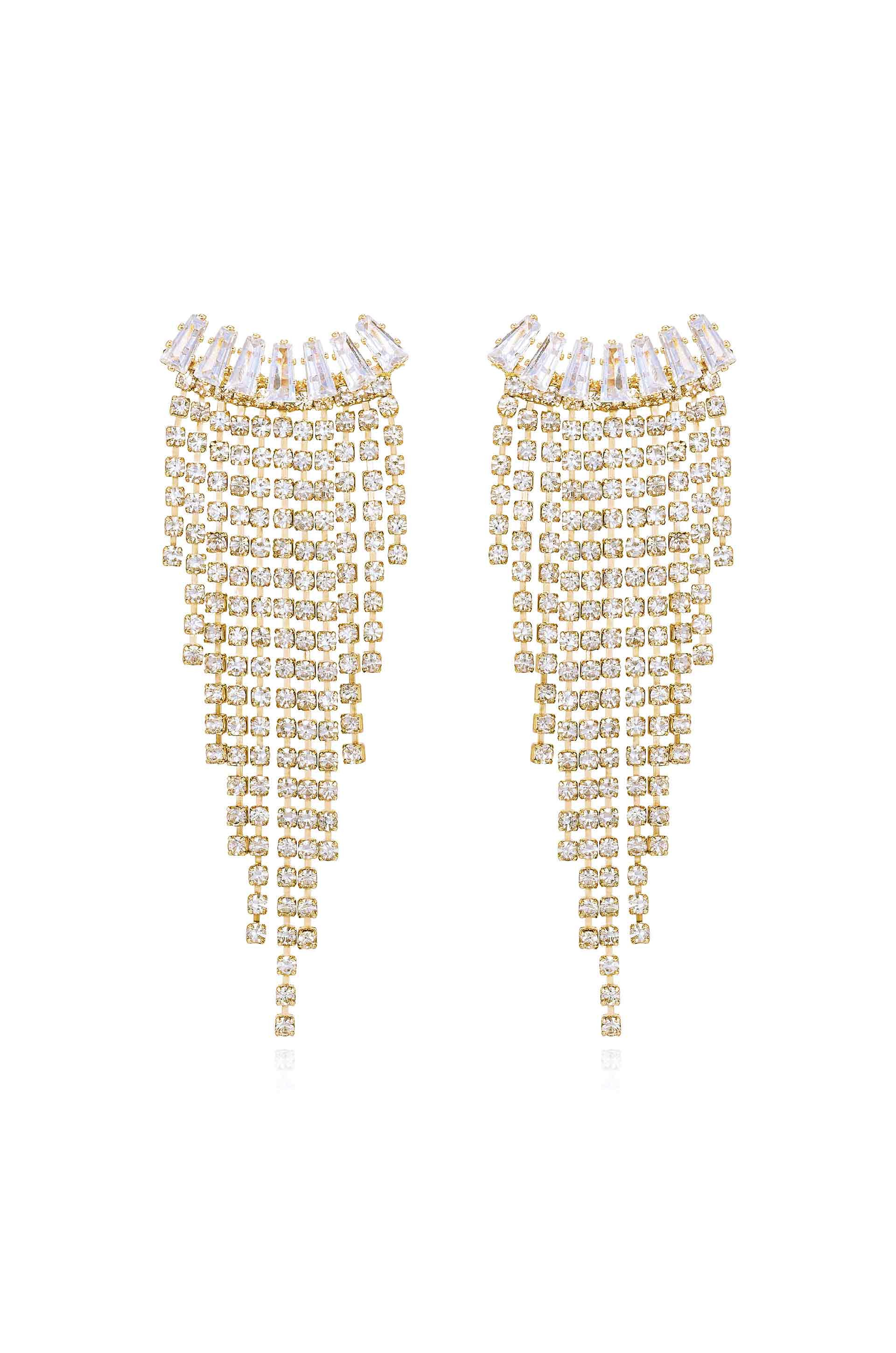 Angel Fringe 18k Gold Plated Crystal Earrings | Ettika