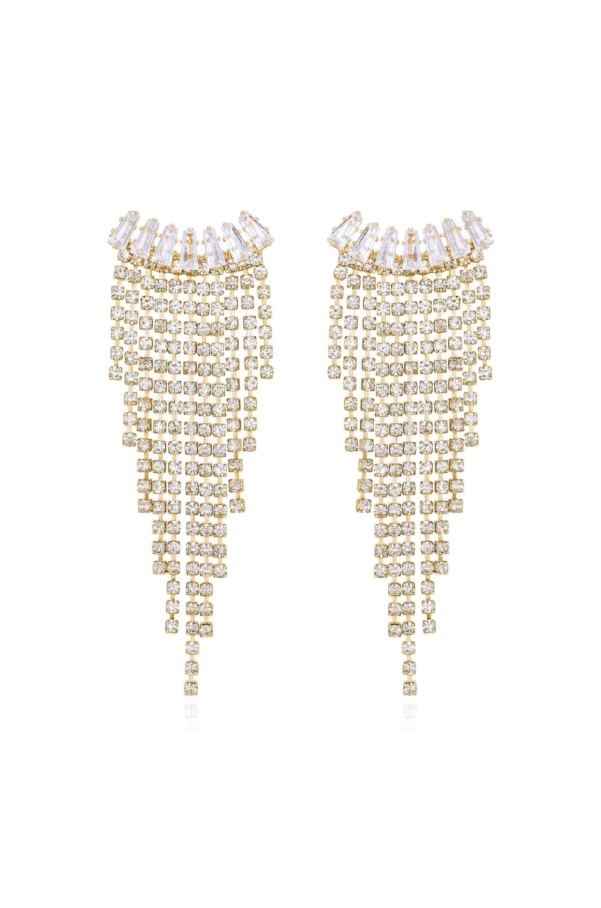 Angel Fringe 18k Gold Plated Crystal Earrings | Ettika