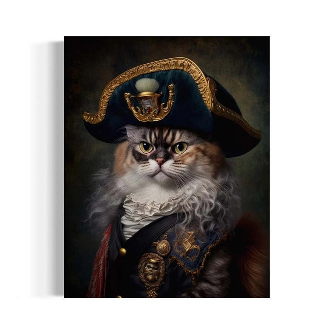 Admiral Whiskers Cat Wall Art, Captain Kitty Painting, Kitten Wall Decor, Animals in Fancy Clothe... | Etsy (US)