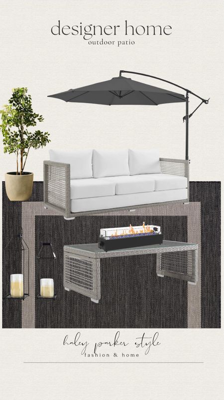 Designer home from Amazon outdoor patio! 

Outdoor furniture, couch, coffee table, tree, lantern, fireplace, umbrella, rug 

#LTKFindsUnder100 #LTKHome #LTKSaleAlert