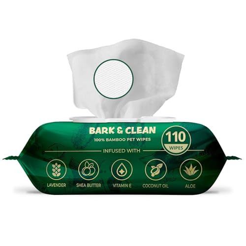 Bark & Clean Bamboo Dog Wipes for Cleaning & Deodorizing - 8.5" x 9" 110 Compostable Hypoallergenic Pet Wipes for Dogs - Paws, Butt & Body - Puppy Face, Ear & Eye Cloths - Pet Supplies | Amazon (US)