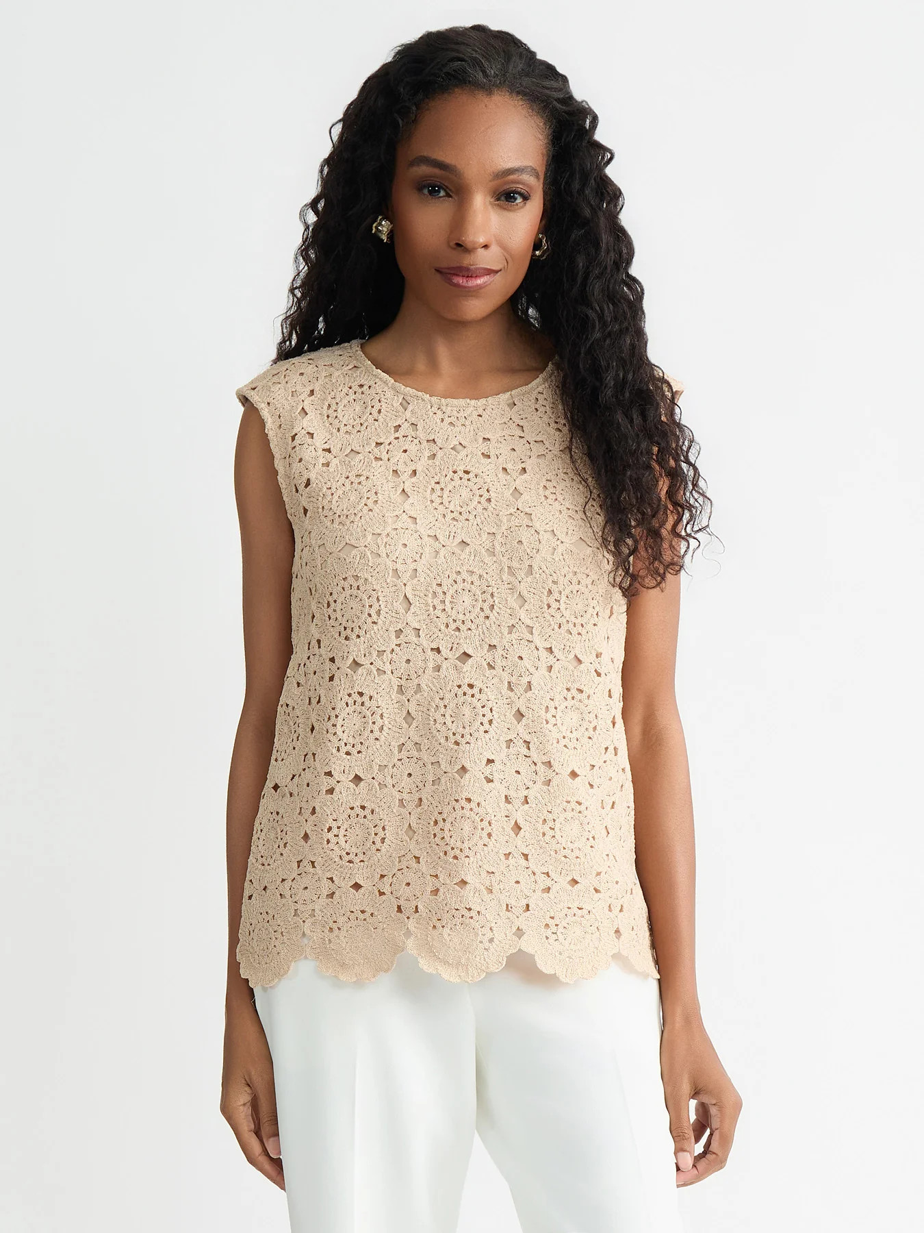 Petite Crochet Knit Top | Kasper Clothing
